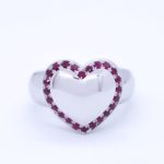 bague coeur platine et rubis