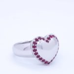bague coeur platine et rubis