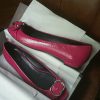 Gucci Authentic Womens Pink Patent Leather Peeptoe Ballet Flats Shoes sz 40 new