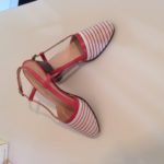 Escarpins en toile rayé blanc et rouge