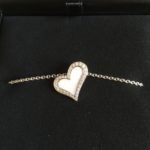 Coeur or blanc 18k et 33 diamants nacre rose